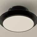 Modern Round Flush Mount Ceiling Light With Black Frame And White Panel