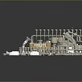 Intricate Industrial Pipe System Model With Circular Layout Valves And Components On Wooden Base