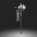 Ancient Mechanical Weapon With Metal Structure Long Handle And Intricate Decorative Symbols