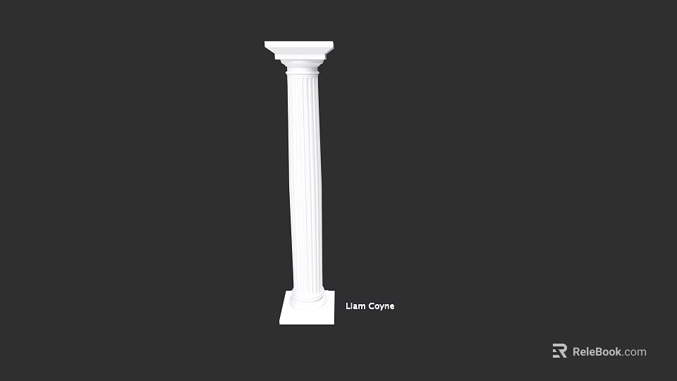 White Lime Gypsum Column With Classic Decorative Design And Smooth Surface 3d model 