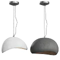 Modern Two Tone Hemispherical Pendant Light In White And Gray With Concrete Texture 3d model