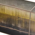 Modern Side Table With Gold Metal Frame And Grey Tabletop Decorative Art Panel