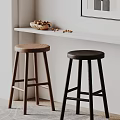 Bar Stool Solid Wood Bar Stool Fruit Plate 3d model