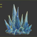 Blue Ice Crystal Structure With Sharp Projections And Glowing Blue Surface