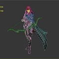 A Female Warrior with Red Hair in Armor Holding Bow and Arrow and Cloak