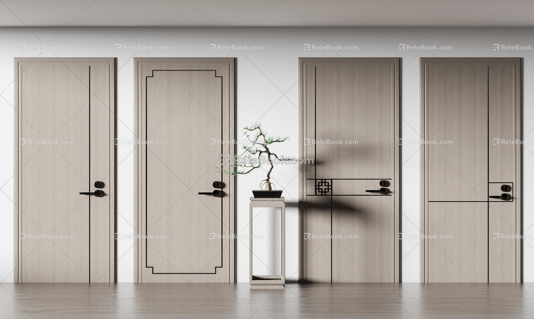 New Chinese Style Flat Door 3d model