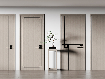 New Chinese Style Flat Door 3d model