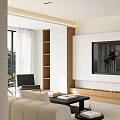 Modern Living Room Interior With White Sofa Black Coffee Table And Floor To Ceiling Windows