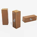 Three Brown Cardboard Packaging Boxes With Labels In Different Sizes 3d model