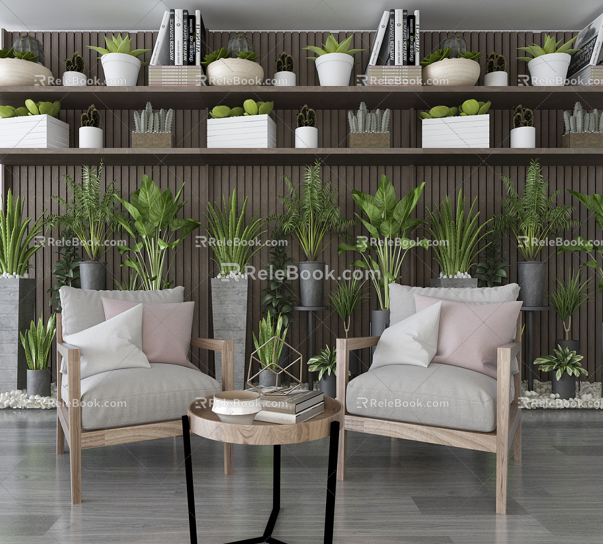 Modern leisure sofa combination plant 3d model