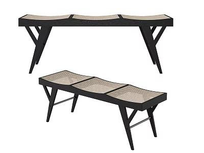 Contemporary Public Chair Featuring Black Metal Frame And Woven Seat Design 3d model