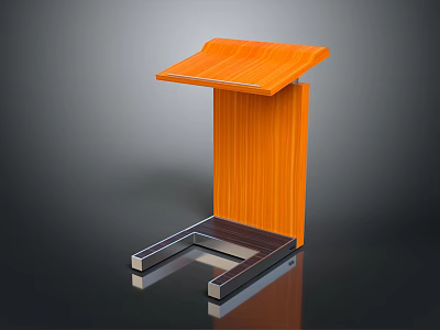 Modern Functional Desk Featuring Orange Wooden Top And Sleek Metal Stand Design 3d model