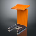 Modern Functional Desk Featuring Orange Wooden Top And Sleek Metal Stand Design
