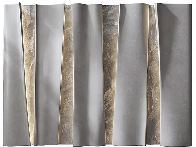 Modern Gray Beige Accent Wall With Pleated Textured Layers And Wavy Patterns 3d model