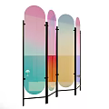Color Gradient Screen With Black Metal Frame And Four Panels 3d model