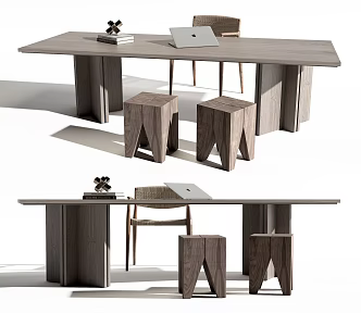Modern desk chair desk chair combination 3d model