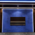 KTV Interior Design With Starry Ceiling Blue LED Strip And Quilted White Sofas 3d model