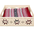 Wooden Decorative Ornament Storage Box With Snowflake Cutout Patterns Open Lid And Red Interior Detail
