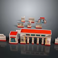 Scenic Traditional Ancient Architecture Miniature Model Featuring Red Roofs and White Walls