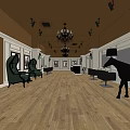 Classic Beauty Hair Salon Interior With Green Chairs Black Styling Chairs Chandeliers And Wooden Flooring
