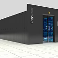 Modern Server Room With Black Racks Glass Doors Blue Lighting And Digital