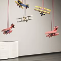 Colorful Hanging Airplane Model Decorations with Red Yellow Designs for Room Decoration