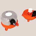 Two Orange Base Electronic Devices With Black Wire And White Top Hole 3d model