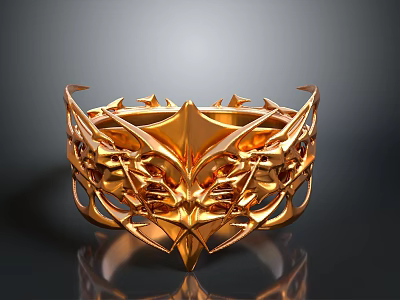 Elegant Golden Decorative Bowl With Intricate Openwork Patterns And Shiny Surface 3d model
