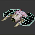 Futuristic Sci Fi Spaceship Model With White Body Solar Panel Wings And Dual Engines Design