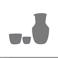 Purple Transparent Ceramic Ware Pitcher And Two Small Cups For Home Decor