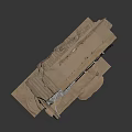 Industrial Wooden Structure Model With Mechanical Components And Cables
