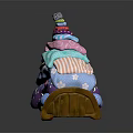 Colorful Stacked Hats With Star Moon Striped Patterns On Wooden Shelf Dark Background