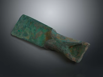 Vintage Green Patina Metal Tool Axe Chisel With Rustic Surface Finish 3d model