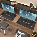 Ergonomic Office Chair With Adjustable Features Dual Monitors And Modern Desk In Bright Workspace