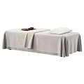 Medical Equipment Physiotherapy Treatment Bed with Gray Sheets Towels Pillow and Tray for Rehabilitation
