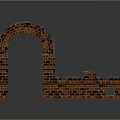 Red Brick Architectural Structure Featuring Archway Wall And Floor Paving Design 3d model