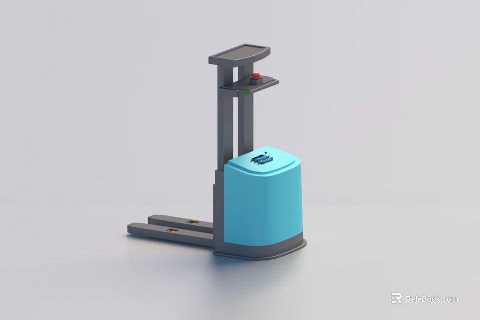 Blue Electric Industrial Stacker With Control Panel And Stable Fork Structure 3d model