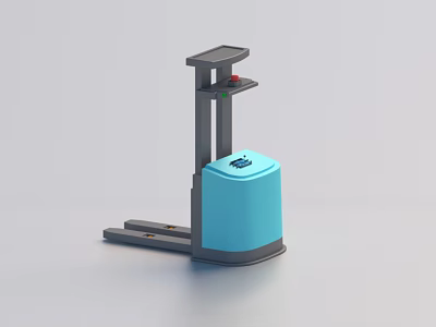 Blue Electric Industrial Stacker With Control Panel And Stable Fork Structure 3d model