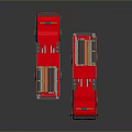Two Red Fire Truck Toy Models With Ladder And Wheel Details