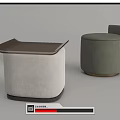 Beige And Gray Green Upholstered Ottomans With Tray Top And Side Armrest Design