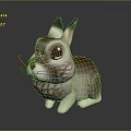 Cute 3D Rabbit Game Movie Character With Brown And White Fur Big Ears Large Eyes
