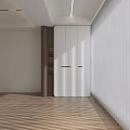 Modern White Balcony Cabinet Design With Wooden Accent And Curtain In Balcony Space