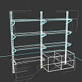 Wooden Multi Tier Shelving Unit With Open Shelves And Attached Side Cabinet