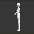Futuristic 3D Female Character Model With White Tight Suit Standing Pose
