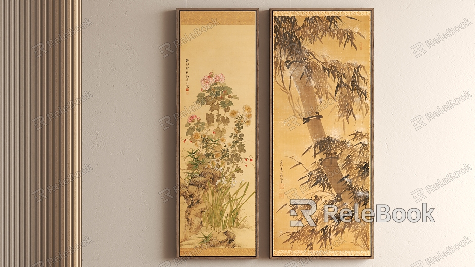 New Chinese Flower Decorative Painting Chrysanthemum Bamboo Peony Hanging Painting model