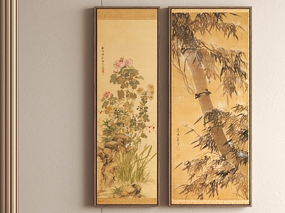 New Chinese Flower Decorative Painting Chrysanthemum Bamboo Peony Hanging Painting model