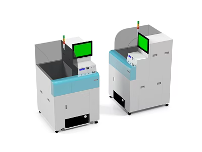 Industrial Equipment With Two Units Green Screens Blue Panels And White Main Body 3d model