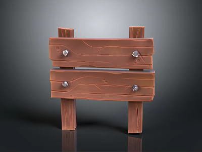 Rustic Wooden Sign With Natural Texture Metal Screws And Support Legs 3d model