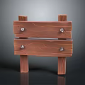 Rustic Wooden Sign With Natural Texture Metal Screws And Support Legs