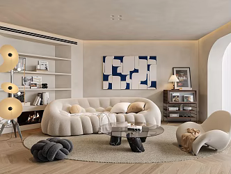 modern living room cream living room 3d model